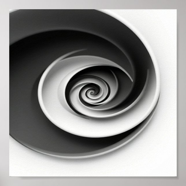 Elegant svart och vit spiral abstrakt design,  poster (Framsidan)