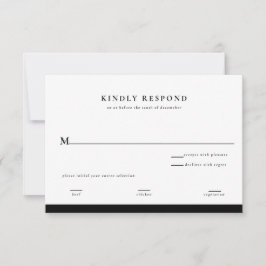 Elegant svart och vit svarskort för bröllop inbjudningar
