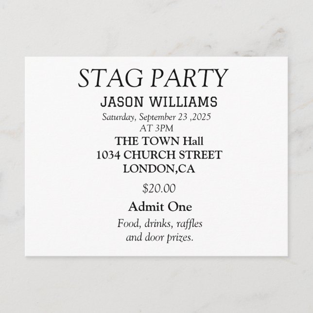 Elegant svart och vit svensexa inbjudan (Framsida)