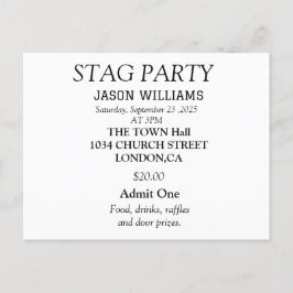 Elegant svart och vit svensexepartys-inbjudan vykort