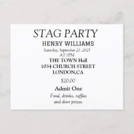 Elegant svart och vit svensexepartys-inbjudan vykort