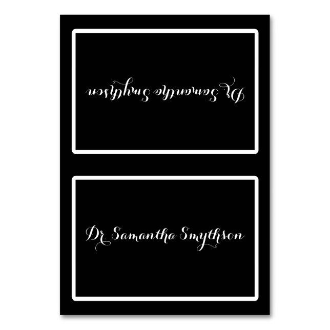 Elegant, svart och vit, tonad sittplats bordsnummer (Framsidan)