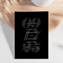 Elegant svart och vit trendig djärv save the date