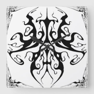 Elegant svart och vit tribal mask abstrakt fyrkantig klocka