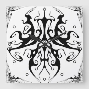 Elegant svart och vit tribal mask abstrakt fyrkantig klocka