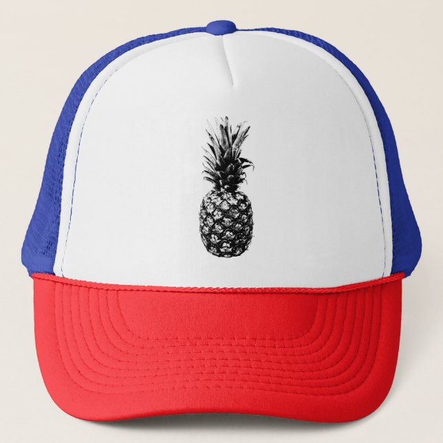 Elegant svart och vit tropisk ananas keps (Framsida)