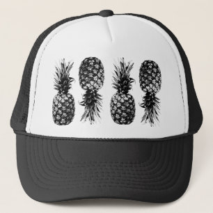 Elegant svart och vit tropisk ananas keps
