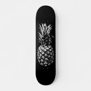 Elegant svart och vit tropisk ananas mini skateboard bräda 18,5 cm