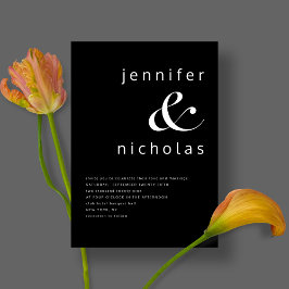 Elegant svart och vit typografi Bröllop Inbjudningar