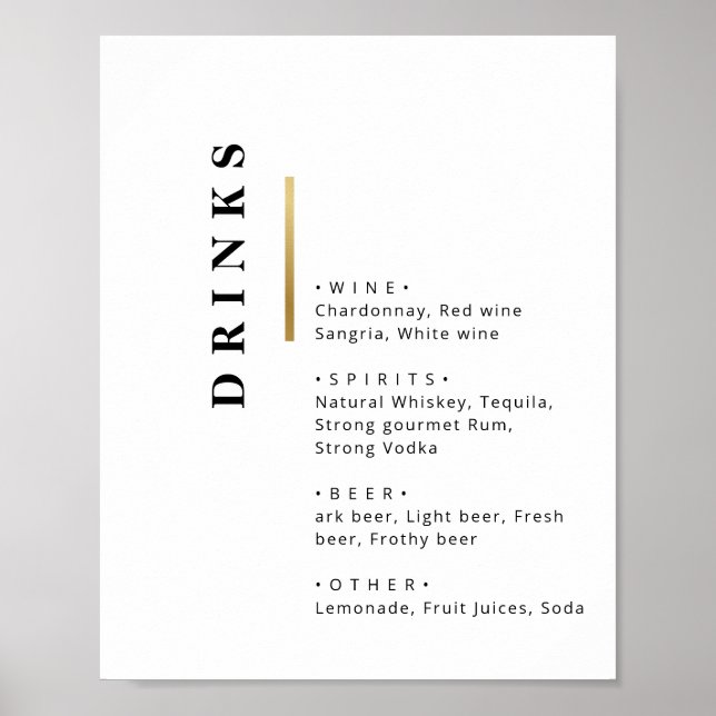 Elegant svart och vit typografi vigselbarmeny poster (Framsidan)