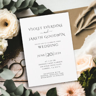 Elegant, svart- och vitaktig typografi inbjudningar