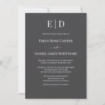 Elegant Svart och Vitt Bröllop  Modernt Monogram