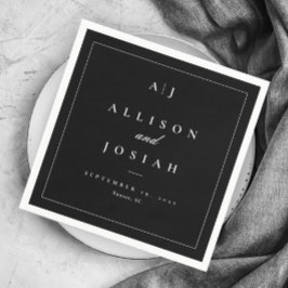 Elegant Svart och Vitt Bröllop Pappersservett