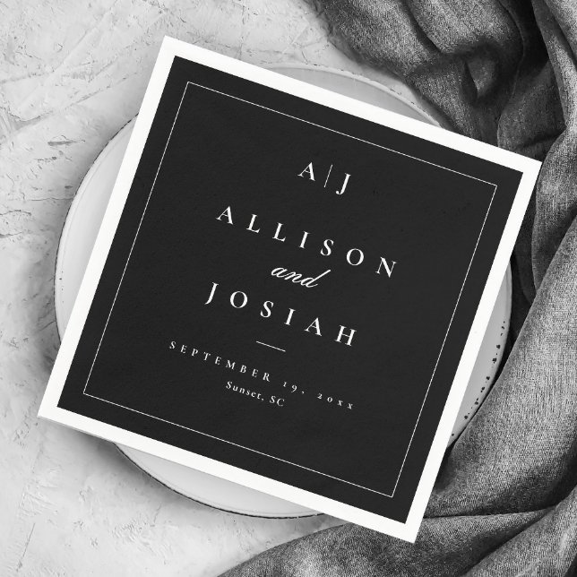 Elegant Svart och Vitt Bröllop Pappersservett (Skapare uppladdad)