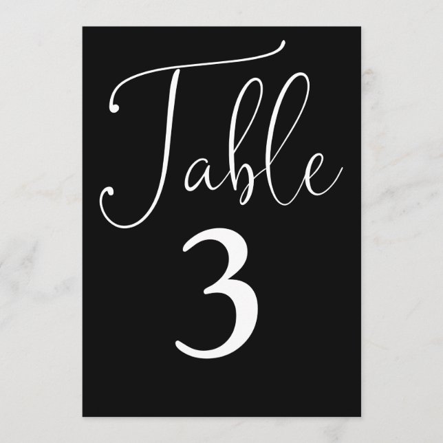 Elegant, svart och vitt enkelt stort Bordsnummer (Framsida)