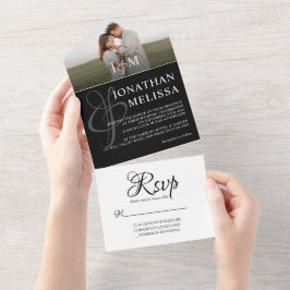 Elegant, svart och vitt foto Monogram Bröllop