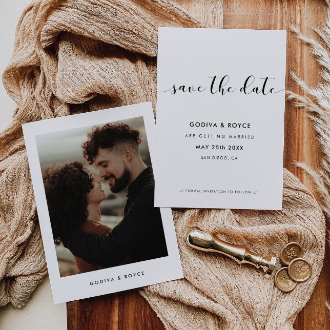 Elegant, svart och vitt foto spara datumet (Skapare uppladdad)