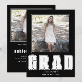 Elegant svart och vitt GRAD-klass för 2025-foto Inbjudningar