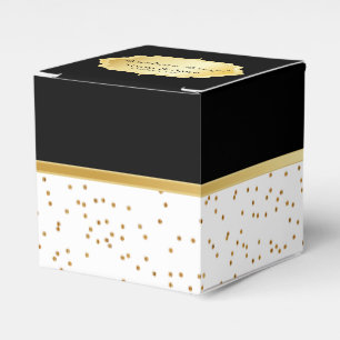 Elegant svart och vitt med guldkonfettiprickar presentaskar