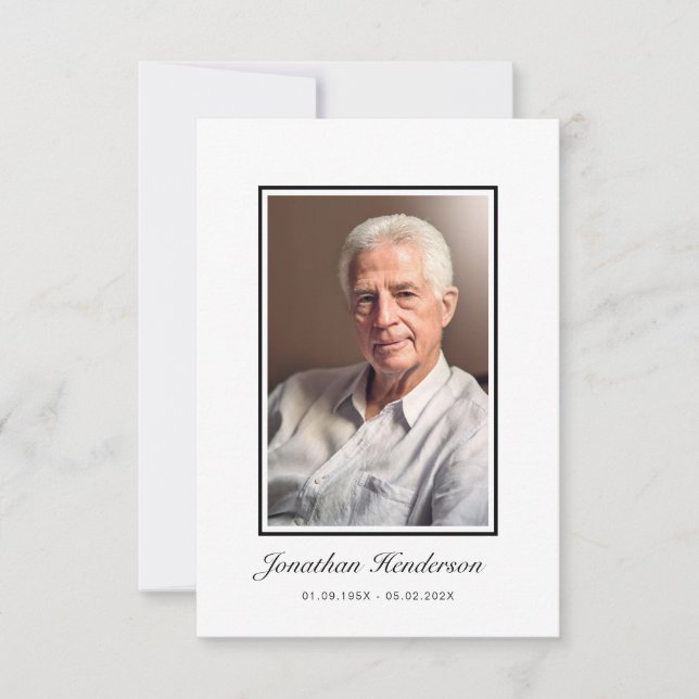 Elegant, svart och vitt skript, bakgrundsfoto tack kort (Framsida)