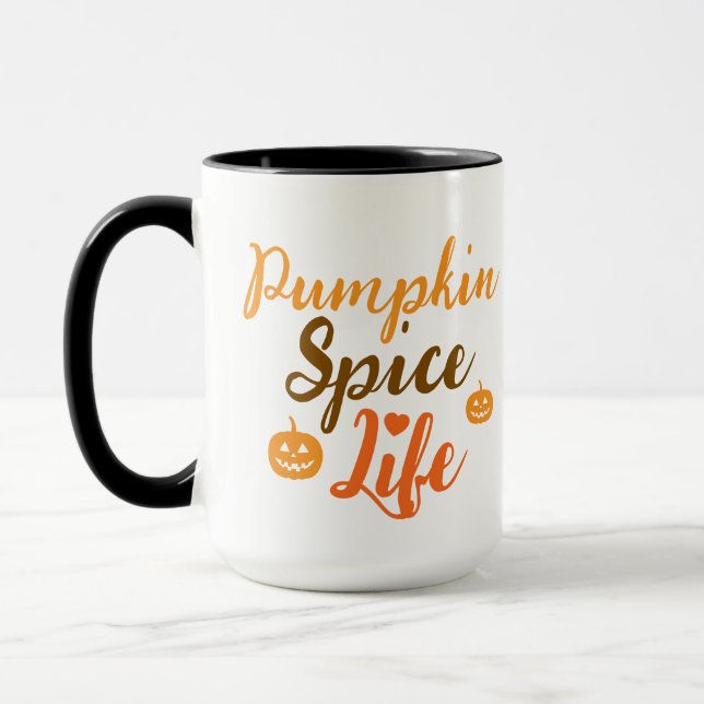 Elegant svart & orange pumpa Kryddad Liv Mugg (Vänster)