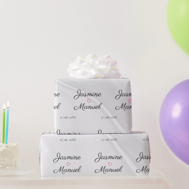 Elegant Svart på Vitt med ♡ Bröllopsnamn Presentpapper (Festgåvor)