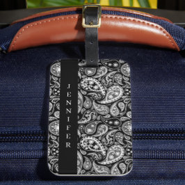 Elegant svart paisley bagagebricka