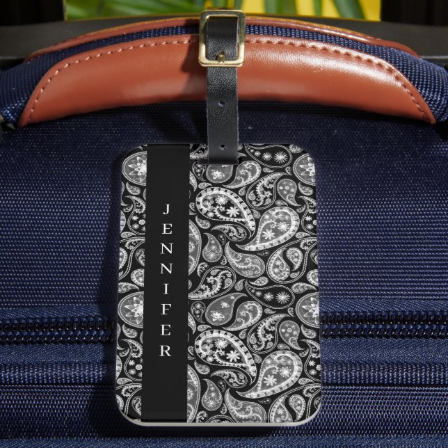 Elegant svart paisley bagagebricka (Framsida Insitu 2)