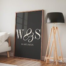 Elegant svart par initial bröllopsgåva