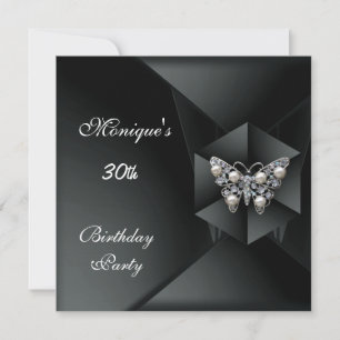 Elegant Svart Pärl Fjäril Smycke 30-årsdag Inbjudningar