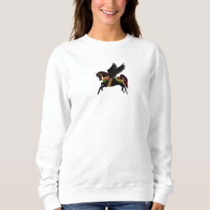 Elegant svart Pegasus vintage karusellhäst T Shirt