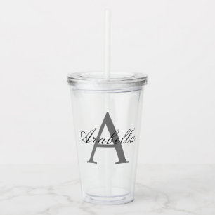 Elegant Svart Personlig Monogram Namn Take Away Mugg