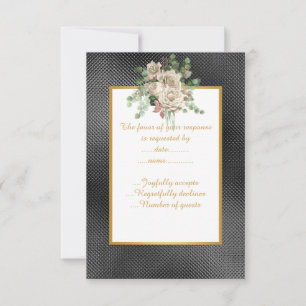 ELEGANT SVART PREGAD VIT BLOMSTERSMYCKAD ANPASSAD OSA KORT