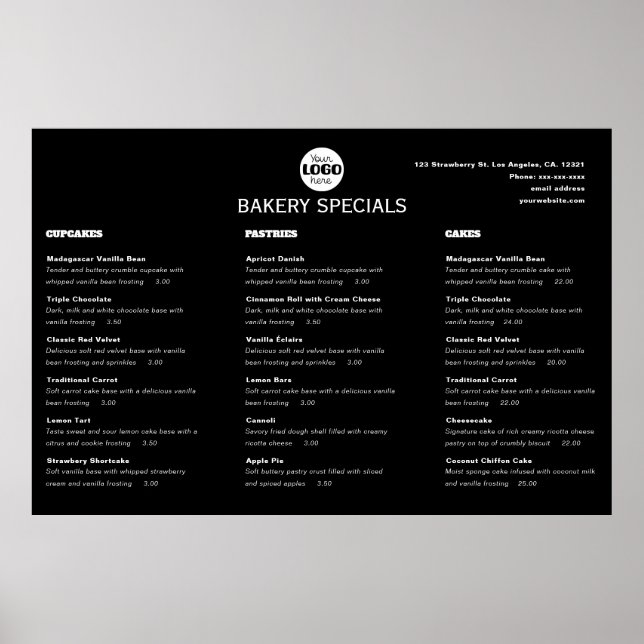 Elegant Svart Professionell Restaurang Logotyp Men Poster (Framsidan)