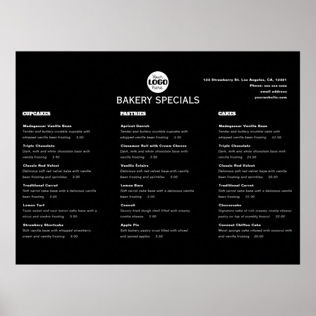 Elegant Svart Professionell Restaurang Logotyp Men Poster (Framsidan)