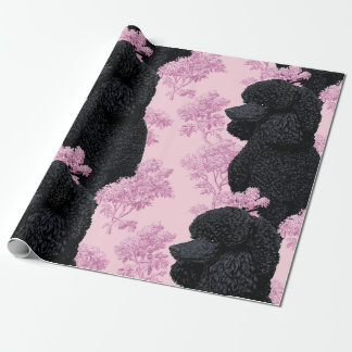 Elegant svart pudel botaniskt omslagspapper presentpapper