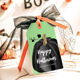 Elegant Svart Pumpa Halloween Presentetikett