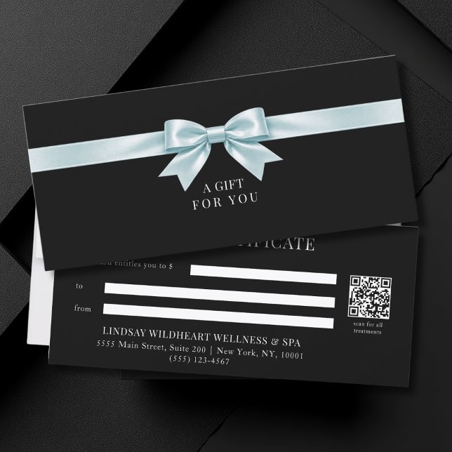 Elegant svart QR-kod för presentkort (Elegant Black Bow QR Code Gift Certificate)
