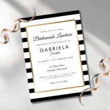 Elegant svart rand guld brudtärna lunch