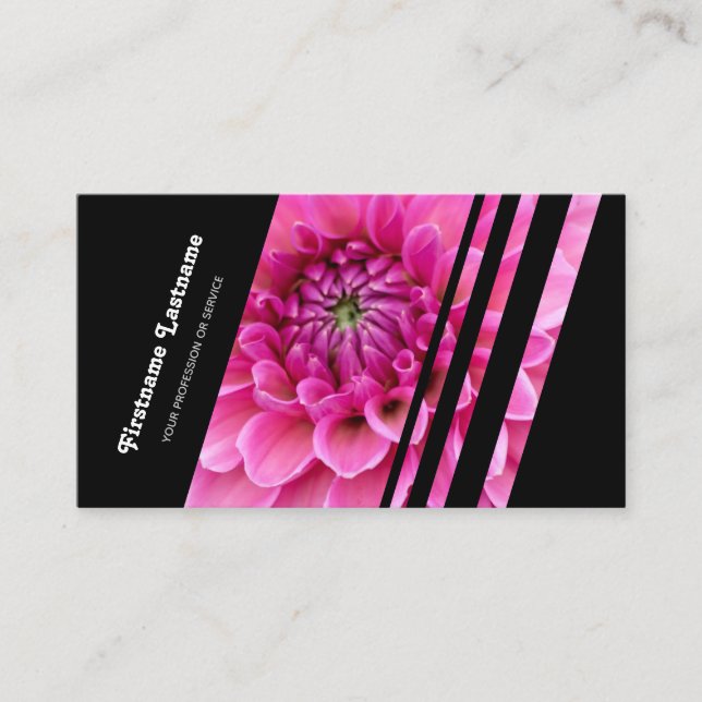 Elegant Svart rand rosa-blommor blommar florist Visitkort (Framsida)