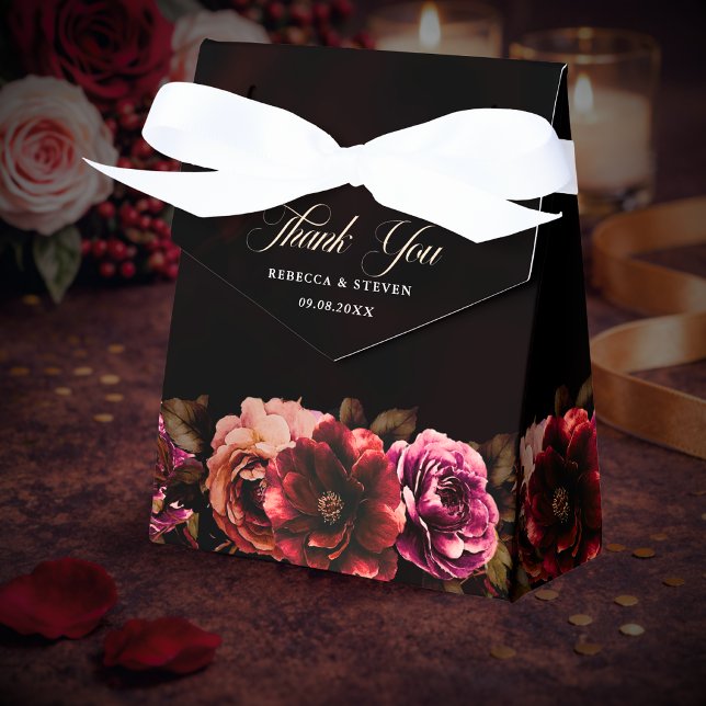 Elegant svart röd blommigt söt romantisk bröllop presentaskar (Skapare uppladdad)