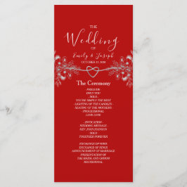 Elegant svart röd blomsterbröllop program