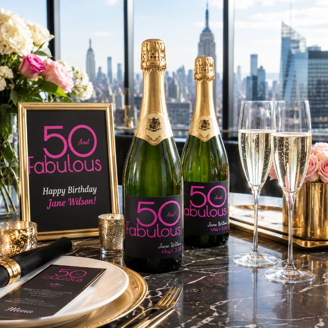 Elegant svart rosa 50 och fantastisk födelsedagsfe (Skapare uppladdad)