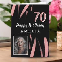 Elegant svart rosa akvarell 70-års födelsedagsfoto