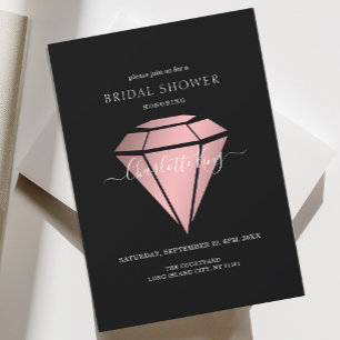 Elegant, svart, rosegold Diamond Einladung Inbjudningar