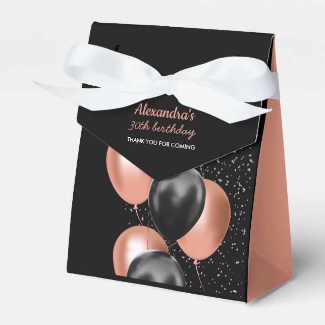 Elegant svart roséguld ballong chic tack presentaskar (Framsidan Sidan)