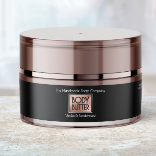 Elegant svart & roséguld Body Butter-burkarsetiket Etikettband