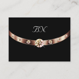 Elegant svart roséguld med monogram och diamanter visitkort