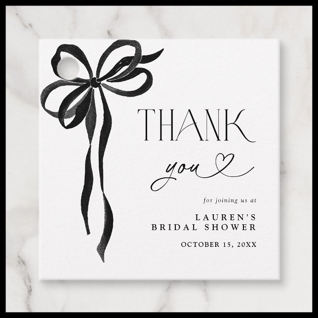 Elegant svart rosett bröllopsduschmanus Tack Gåvor Etiketter (Skapare uppladdad)