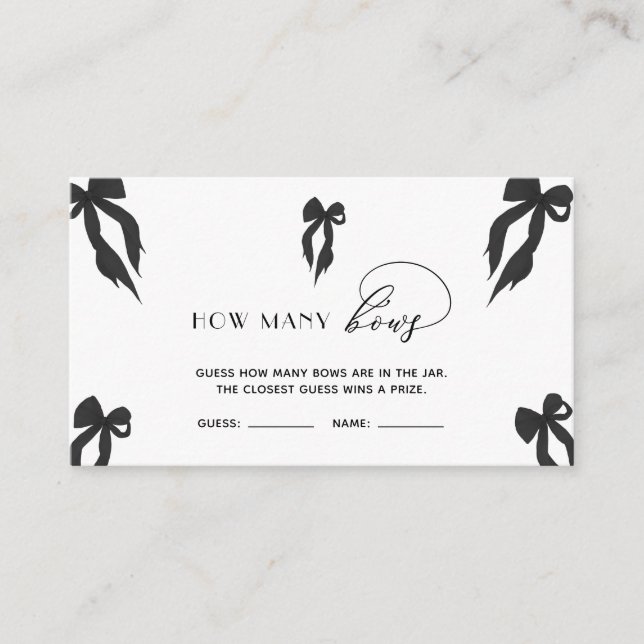 Elegant svart rosett Gissa hur många rosetter spel Tilläggskort (Framsida)